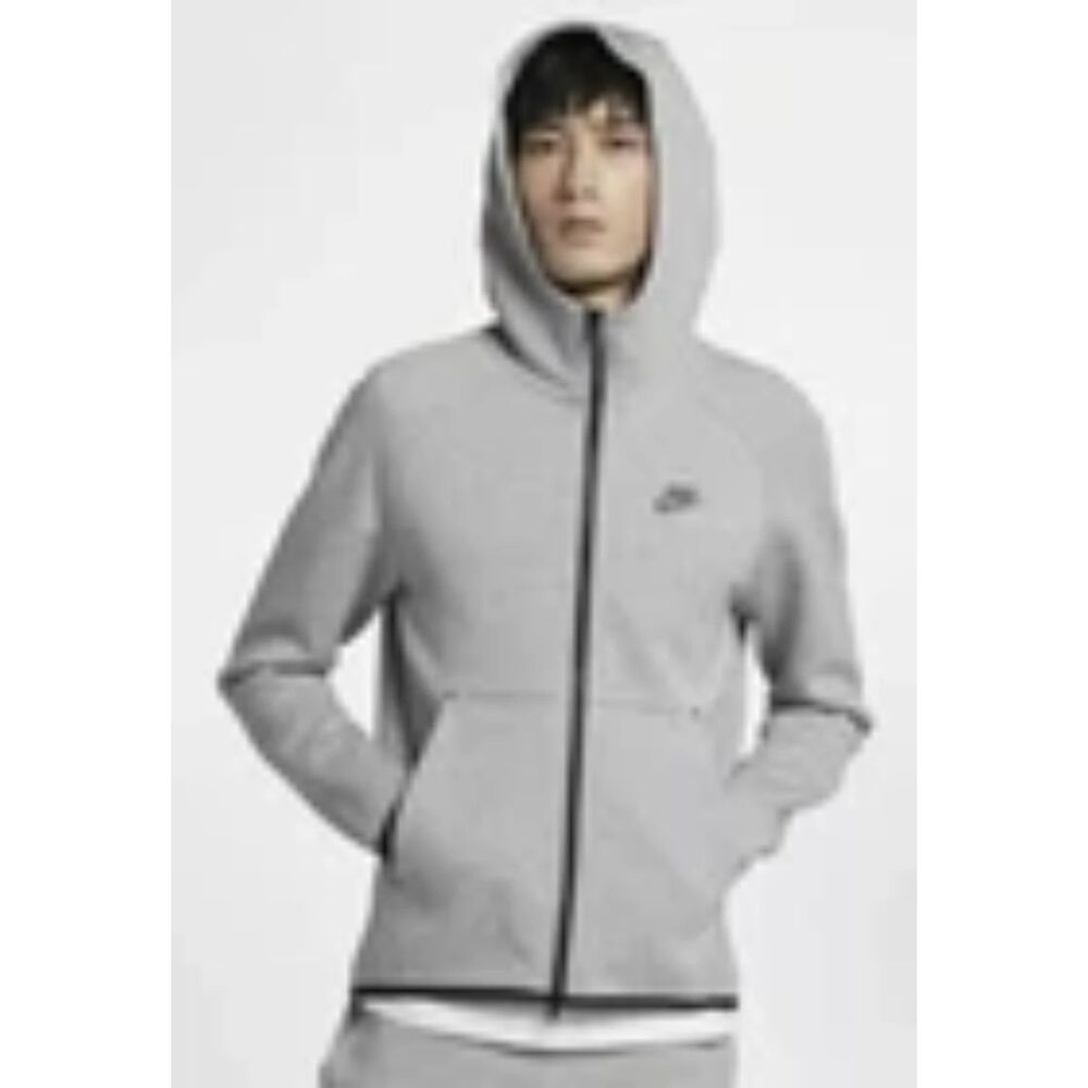 Nike Tech Fleece Full-Zip Hoodie Mens Large L Heather Grey